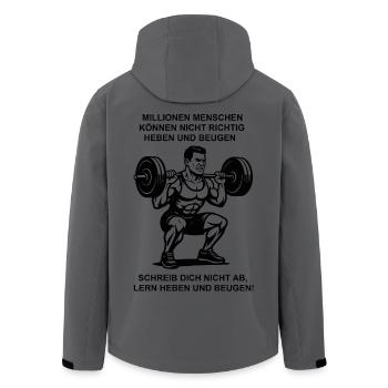 Powerlifting Motivation - Recycelte Männer Softshell-Jacke von Stanley/Stella - Anthrazit - Hinten - AI Model Male 185 light (185cm)