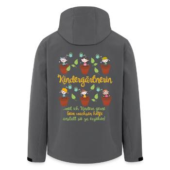 Kindergärtnerin - Recycelte Männer Softshell-Jacke von Stanley/Stella - Anthrazit - Hinten - AI Model Male 185 light (185cm)