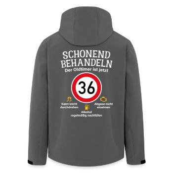 36. Geburtstag Schonend Behandeln Oldtimer Ist 36 - Recycelte Männer Softshell-Jacke von Stanley/Stella - Anthrazit - Hinten - AI Model Male 185 light (185cm)