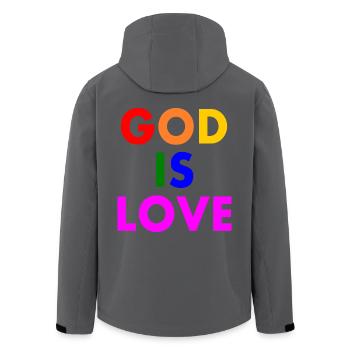 God is love - Recycelte Männer Softshell-Jacke von Stanley/Stella - Anthrazit - Hinten - AI Model Male 185 light (185cm)