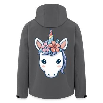Einhornkopf mit Blumen, weiche Pastell-Fantasy-Kunst - Recycelte Männer Softshell-Jacke von Stanley/Stella - Anthrazit - Hinten - AI Model Male 185 light (185cm)