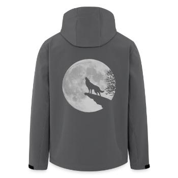 Werwolf Wolf heulen Mond Vollmond Klippe Felsen - Recycelte Männer Softshell-Jacke von Stanley/Stella - Anthrazit - Hinten - AI Model Male 185 light (185cm)