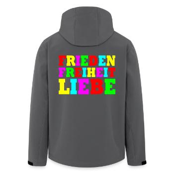 Frieden freiheit liebe - Recycelte Männer Softshell-Jacke von Stanley/Stella - Anthrazit - Hinten - AI Model Male 185 light (185cm)