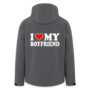 I love my boyfriend - Recycelte Männer Softshell-Jacke von Stanley/Stella - Anthrazit - Hinten - AI Model Male 185 light (185cm)