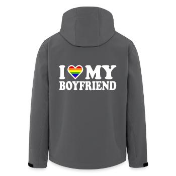 I love my boyfriend - Recycelte Männer Softshell-Jacke von Stanley/Stella - Anthrazit - Hinten - AI Model Male 185 light (185cm)