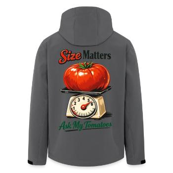 Size Matters: Lustige Riesen-Tomate auf Waage - Recycelte Männer Softshell-Jacke von Stanley/Stella - Anthrazit - Hinten - AI Model Male 185 light (185cm)