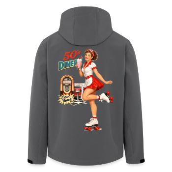 50s Diner Pin-Up: Retro Roller Skate & Milkshake - Men’s Recycled Softshell Jacket by Stanley/Stella - anthracite - Back - AI Model Male 185 light (185cm)