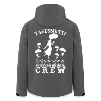 Tagesmutti unterwegs - Recycelte Männer Softshell-Jacke von Stanley/Stella - Anthrazit - Hinten - AI Model Male 185 light (185cm)