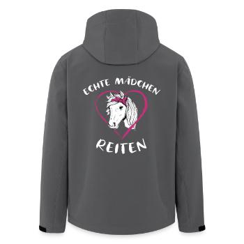 Echte Mädchen Reiten Pferde - Recycelte Männer Softshell-Jacke von Stanley/Stella - Anthrazit - Hinten - AI Model Male 185 light (185cm)