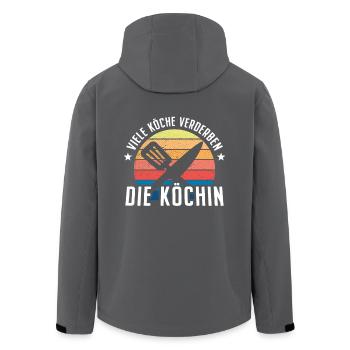Viele Köche Verderben Die Köchin Küche Kochen Koch - Recycelte Männer Softshell-Jacke von Stanley/Stella - Anthrazit - Hinten - AI Model Male 185 light (185cm)