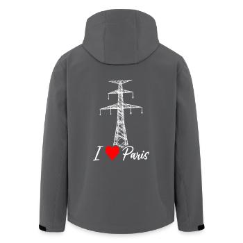 Paris Eiffelturm Strommast Elektriker Satire Liebe - Recycelte Männer Softshell-Jacke von Stanley/Stella - Anthrazit - Hinten - AI Model Male 185 light (185cm)