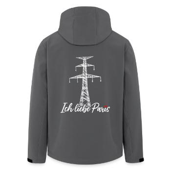 Paris Eiffelturm Strommast Elektriker Satire Liebe - Recycelte Männer Softshell-Jacke von Stanley/Stella - Anthrazit - Hinten - AI Model Male 185 light (185cm)