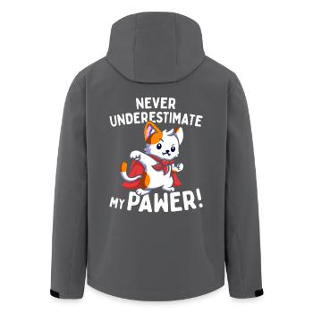 Katzen Never Underestimate My Pawer Wortspiel Cat - Recycelte Männer Softshell-Jacke von Stanley/Stella - Anthrazit - Hinten - AI Model Male 185 light (185cm)