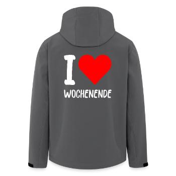 I Love Wochenende Wochenend Liebe Endlich Freitag - Recycelte Männer Softshell-Jacke von Stanley/Stella - Anthrazit - Hinten - AI Model Male 185 light (185cm)