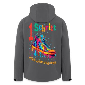 Ein Schritt nach dem anderen Mut machen Motivation - Recycelte Männer Softshell-Jacke von Stanley/Stella - Anthrazit - Hinten - AI Model Male 185 light (185cm)