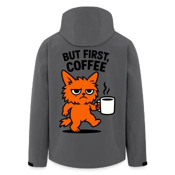 But first coffee cat - Men’s Recycled Softshell Jacket by Stanley/Stella - anthracite - Back - AI Model Male 185 light (185cm)