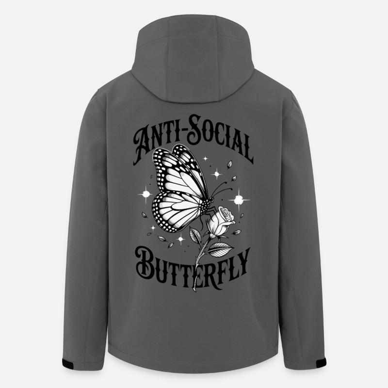 Schmetterling Antisozial - Lustiger Spruch - Recycelte Männer Softshell-Jacke von Stanley/Stella - Anthrazit
