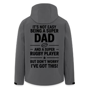 Super Dad Rugby Funny Dad Gift - Men’s Recycled Softshell Jacket by Stanley/Stella - anthracite - Back - AI Model Male 185 light (185cm)
