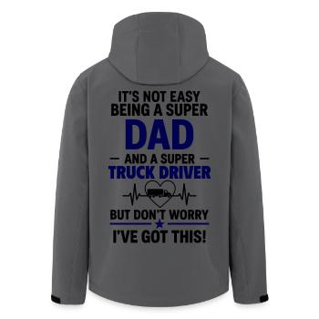Herz + LKW-Fahrer – Super Papa Berufskraftfahrer - Recycelte Männer Softshell-Jacke von Stanley/Stella - Anthrazit - Hinten - AI Model Male 185 light (185cm)