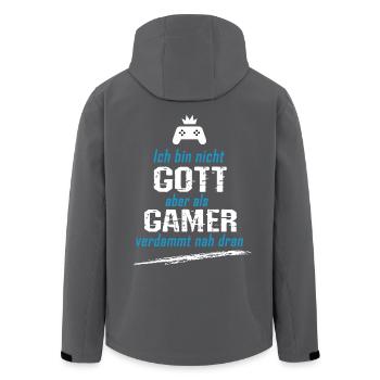 Ich bin zwar nicht Gott, aber als Gamer nah dran! - Recycelte Männer Softshell-Jacke von Stanley/Stella - Anthrazit - Hinten - AI Model Male 185 light (185cm)