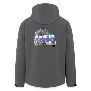 Hippie Camper Motif Vanlife Camping Retro - Men’s Recycled Softshell Jacket by Stanley/Stella - anthracite - Back - AI Model Male 185 light (185cm)