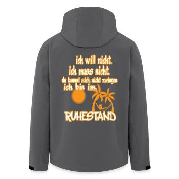 ich will ...ruhestand - Recycelte Männer Softshell-Jacke von Stanley/Stella - Anthrazit - Hinten - AI Model Male 185 light (185cm)