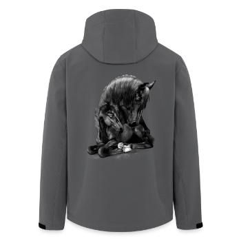 Pferdeliebhaber. Stute mit seinem Stall - Recycelte Männer Softshell-Jacke von Stanley/Stella - Anthrazit - Hinten - AI Model Male 185 light (185cm)