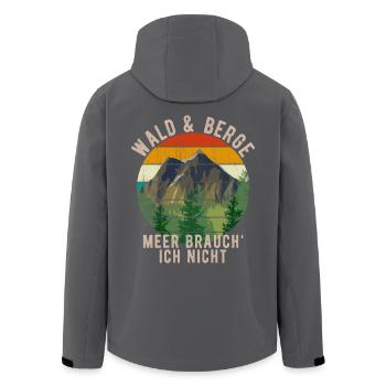 Wald Berge Wandern Spaziergang Wälder Berg - Recycelte Männer Softshell-Jacke von Stanley/Stella - Anthrazit - Hinten - AI Model Male 185 light (185cm)