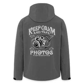 KEEP CALM AND TAKE PHOTOS - Kamera Shirt Motiv - Recycelte Männer Softshell-Jacke von Stanley/Stella - Anthrazit - Hinten - AI Model Male 185 light (185cm)