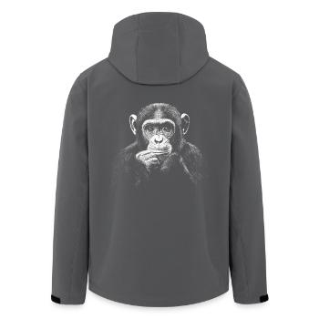 Schimpanse Portrait Wildlife Wildtier Dschungel - Recycelte Männer Softshell-Jacke von Stanley/Stella - Anthrazit - Hinten - AI Model Male 185 light (185cm)