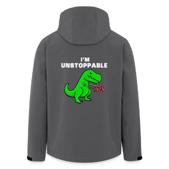 I AM UNSTOPPABLE Dinosaurier T-Rex Tyrannosaurus - Recycelte Männer Softshell-Jacke von Stanley/Stella - Anthrazit - Hinten - AI Model Male 185 light (185cm)