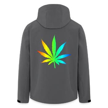 Marihuana-Blatt-Regenbogen - Recycelte Männer Softshell-Jacke von Stanley/Stella - Anthrazit - Hinten - AI Model Male 185 light (185cm)