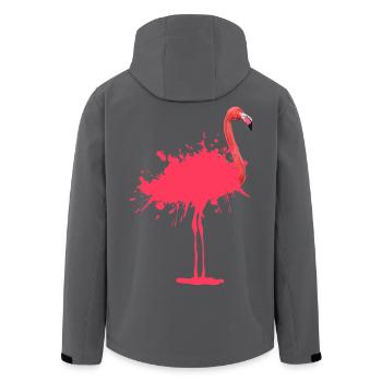 Flamingo - Farbklecks - Recycelte Männer Softshell-Jacke von Stanley/Stella - Anthrazit - Hinten - AI Model Male 185 light (185cm)