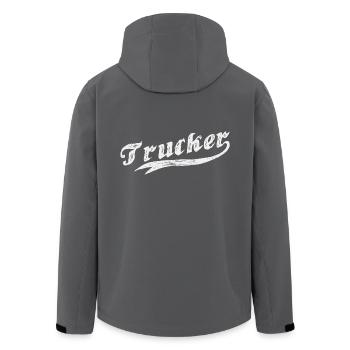 Trucker - Recycelte Männer Softshell-Jacke von Stanley/Stella - Anthrazit - Hinten - AI Model Male 185 light (185cm)