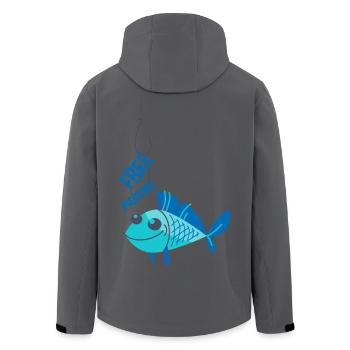FISH PIERICING - Lustiges Angler Shirt Motiv - Recycelte Männer Softshell-Jacke von Stanley/Stella - Anthrazit - Hinten - AI Model Male 185 light (185cm)