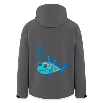 FREE PIERICING FISH - Lustiges Angler Shirt Motiv - Recycelte Männer Softshell-Jacke von Stanley/Stella - Anthrazit - Hinten - AI Model Male 185 light (185cm)