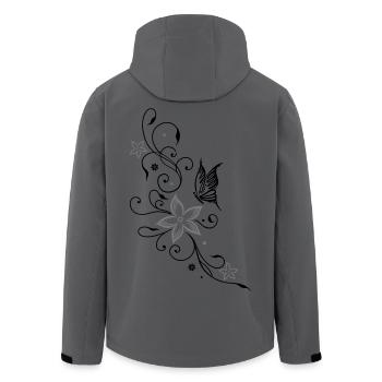 Blumen mit Schmetterling, flowers - Recycelte Männer Softshell-Jacke von Stanley/Stella - Anthrazit - Hinten - AI Model Male 185 light (185cm)