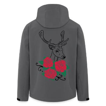 Deer Deer Antlers Roses October-Fest - Men’s Recycled Softshell Jacket by Stanley/Stella - anthracite - Back - AI Model Male 185 light (185cm)