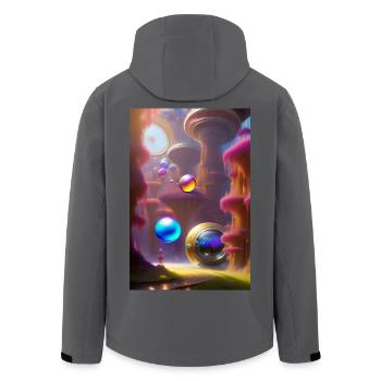 Colorful soap bubbles - Men’s Recycled Softshell Jacket by Stanley/Stella - anthracite - Back - AI Model Male 185 light (185cm)