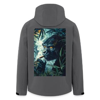 Gorille de la jungle avec de la fumée de cigarette - Veste softshell homme en polyester recyclé Stanley/Stella - charbon - Dos - AI Model Male 185 light (185cm)