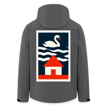 House by the Lake - Graphic Design Art - Men’s Recycled Softshell Jacket by Stanley/Stella - anthracite - Back - AI Model Male 185 light (185cm)