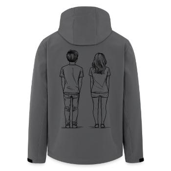 Mann und Frau von hinten - Recycelte Männer Softshell-Jacke von Stanley/Stella - Anthrazit - Hinten - AI Model Male 185 light (185cm)