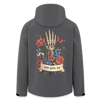 never give up - skelett blumen schmetterlinge - Recycelte Männer Softshell-Jacke von Stanley/Stella - Anthrazit - Hinten - AI Model Male 185 light (185cm)