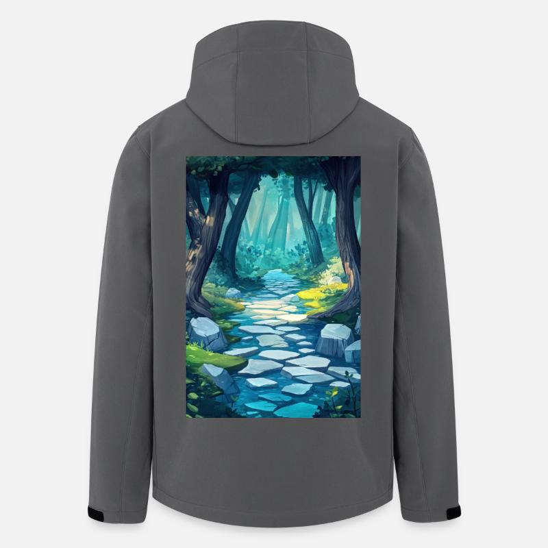 Illustration einer Waldlandschaft - Recycelte Männer Softshell-Jacke von Stanley/Stella - Anthrazit