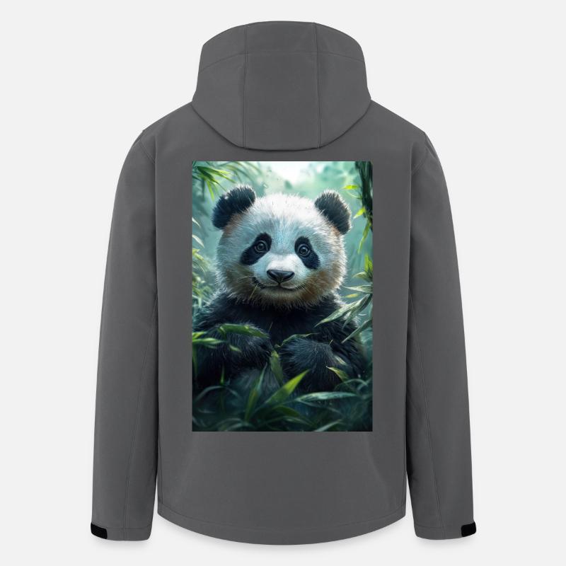 Illustration eines Pandas - Recycelte Männer Softshell-Jacke von Stanley/Stella - Anthrazit