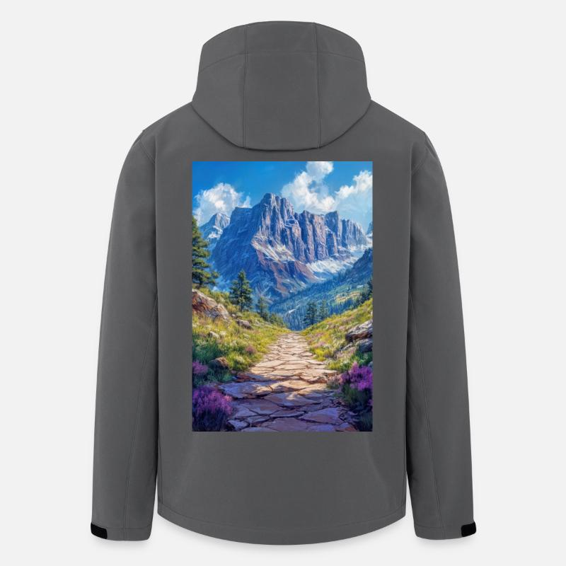 Illustration einer Gebirgslandschaft - Recycelte Männer Softshell-Jacke von Stanley/Stella - Anthrazit
