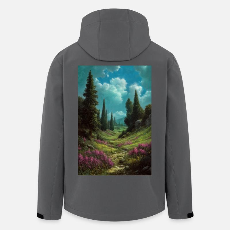 Illustration einer Naturlandschaft - Recycelte Männer Softshell-Jacke von Stanley/Stella - Anthrazit