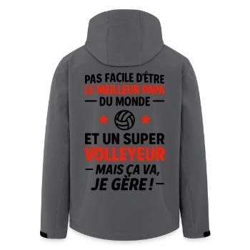 Volleyball – Super Papa Volleyeur - Veste softshell homme en polyester recyclé Stanley/Stella - charbon - Dos - AI Model Male 185 light (185cm)