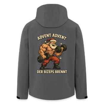 My biceps burning Advent Santa Claus - Men’s Recycled Softshell Jacket by Stanley/Stella - anthracite - Back - AI Model Male 185 light (185cm)
