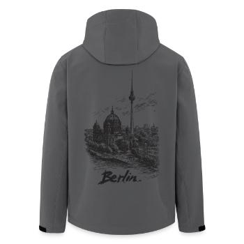 Berlin Skyline Silhouette - Men’s Recycled Softshell Jacket by Stanley/Stella - anthracite - Back - AI Model Male 185 light (185cm)
